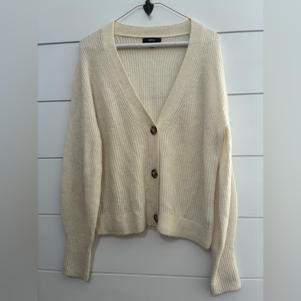 Quince Baby Alpaca-Wool Cropped Cardigan size M - Picture 7 of 14